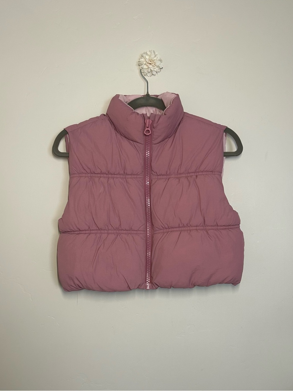 Zara Dusty Rose Quilted Puffer Vest